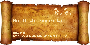 Weidlich Henrietta névjegykártya